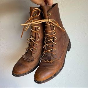 vintage justin lace-up kiltie boots